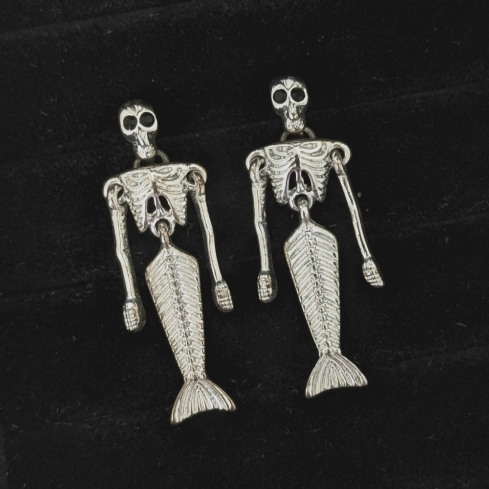 Skeleton Mermaid Dangle Earrings